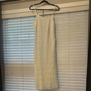 12th Tribe Ivy White Textured Midi Dress